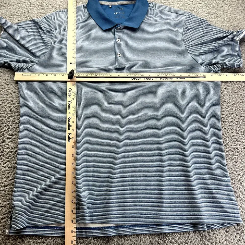 Adidas Polo Shirt Men 2XL Blue Striped Short Sleeve Golf Tennis Climachill